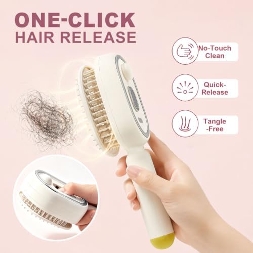 Electric Spray Air Cushion Massage Comb, Upgraded Rechargeable Steam Brush for Hair with Water Spray, Scalp Massage, Reduces Frizz, Self-Cleaning - Purple - Image 5