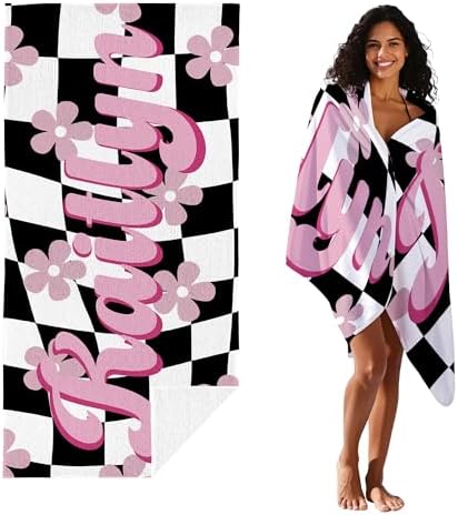 JML Personalized Beach Towel with Name, Custom Flower Beach Towel, Customized Microfiber Pool Towel, Quick Dry & Absorbent Swim Towel for Adult,Mother's Day, Birthday, Summer Holiday,Vacation - Image 2
