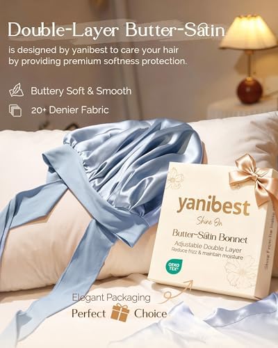 YANIBEST Adjustable Silk Bonnet for Sleeping Women Double Layer Satin Bonnet Reduce Friction Prevent Frizz Curly Hair - Image 2