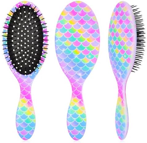 Kids Hair Brush Girls, Toddler Wet Dry Detangling Hair Brush for Curly Thick Hair Pain-Free Comb Girls Kids Women Unicorn Mermaid by OlyPegic