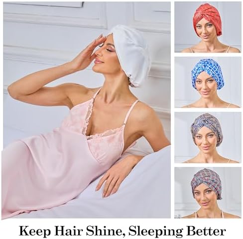 White Adjustable Silk Bonnet Satin Curly Hair Wrap for Sleeping Women - Image 6