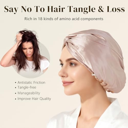 ZIMASILK 22 Momme 100% Mulberry Silk Bonnet for Sleeping Women, Pink - Image 4