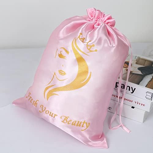 6 Pcs Wig Storage Bags, Mix White and Pink - Image 6