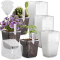 RooTrimmer 5.5 Inch Clear Square Nursery Pots with Drainage & Labels, 30Pcs Reusable Seed Starter Pots for Vegetables, Indoor Outdoor Gardening, Thick Transparent Plastic Plant Pots for Seed Starting by RooTrimmer