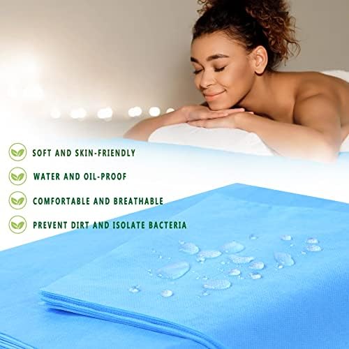 Disposable Bed Sheets 200 Pcs 31" x 71" Massage Table Sheets Non Woven Fabric SPA Bed Cover Breathable for Massage Beauty Tattoos(Blue) - Image 2