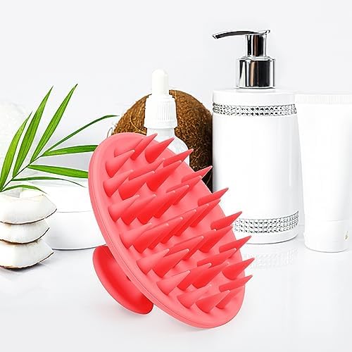 Meartchy Silicone Scalp Massager Shampoo Brush, Scalp Brush for Hair Growth & Dandruff Removal, Hair Scrubber Scalp Stimulator Exfoliator Brush with Soft Bristles for Wet Dry Scalp Care (Rose Red) - Image 5