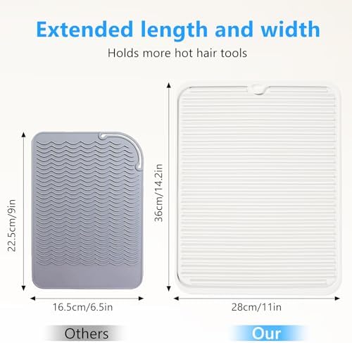 Heat Resistant Mat Large Silicone Hot Hair Tools Mat for Curling Irons Flat Iron Hair Straightener Vanity Mat Portable Hair Styling Tools Hot Pad 14.2"*11" - Image 4