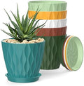 4 Inch Plant Pots, 6 Pack Indoor Flower Pots, Planters with Drainage Holes and Trays for Orchids, Violets, Succulents, Herbs, and Other Plants,Corolful by SQKH