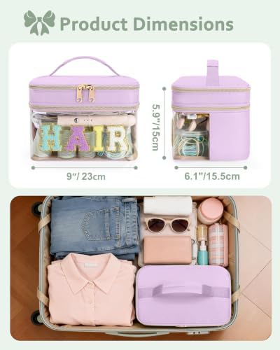 Fasrom Double Layer Hair Accessories Organizer, Preppy Makeup Bag for Girls - Image 5