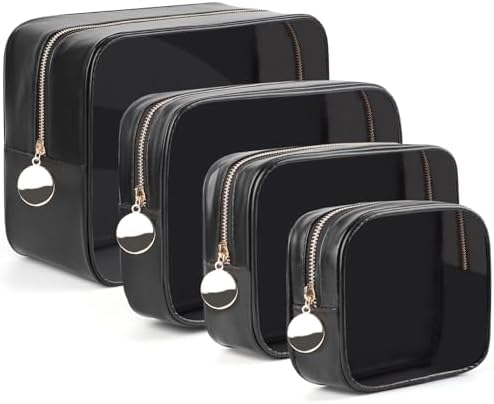 YOPCDJ 4PCS Clear Makeup Bag Set, Waterproof TPU Purse Organizer Pouches, TSA Approved Toiletry Bag, Diaper Bag Organizer Pouch, Travel Organizer Bags for Women and Kids by YOPCDJ