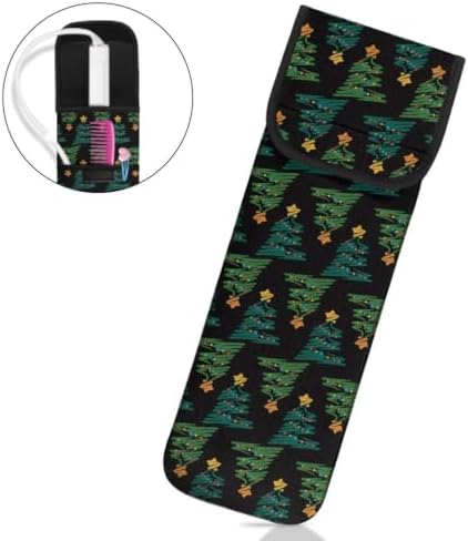 Flashideas Green Christmas Tree Flat Iron Case Heat Resistant Neoprene Curling Iron Cover Bag with Pocket Curling Iron Organizers and Storage for Flat Iron, Straightener, Curling Wand/Curling Iron - Image 2