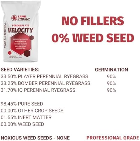 Velocity™ Perennial Rye Grass Seed (10LBS) — Fast-Germinating Cool-Season Turf for Overseeding Lawns, Sports Fields & Golf Courses — Dark Green Winter Color - Image 3