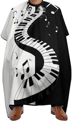 Hair Cutting Cape Piano Music Notes Abstract Black Green Art Haircut Hairdressing Cloth Apron for Makeup Artist Beautician, Hair Dye, Water Resistant Professional Salon Cape Hair Dress Apron by Supdreamc