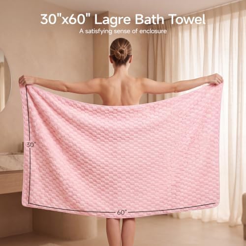 REDKISS Charcoal Gray Pink Microfiber Bath Towels Large, 30"x60", 2 Pack - Image 5
