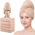 Microfiber Hair Towels, Waffle Hair Towel Set, Super Soft Highly Absorbent, Sturdy Quick Drying Turbans for Long, Thick, Curly Hair (5 Pack, 40" x 20") by Wuwahold