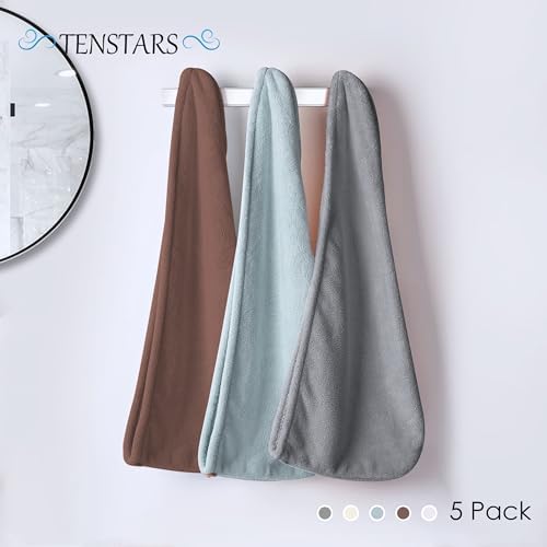 TENSTARS Hair Towel Wrap for All Hair Types, 5 Pack Microfiber Turban - Image 6