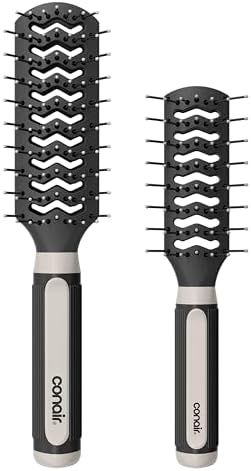 Conair Hair Brush Set, Grip & Lift Vent, Full-Size & Mid-Size, Black by conair