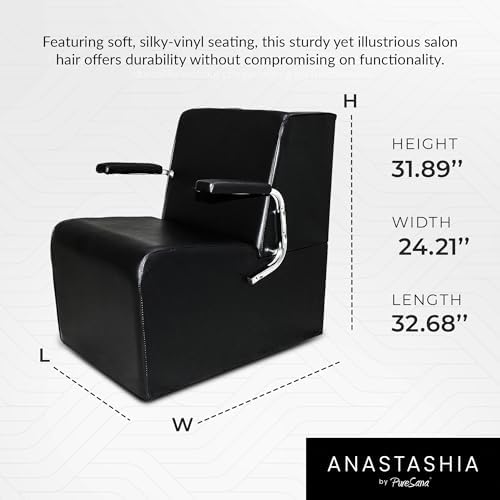 Chromium PureSana Vinyl Salon Dryer Chair - Black - 32.7 x 24.2 x 31.9 in - Image 3
