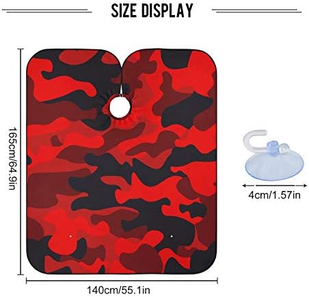 Blueangle Bright Red Camouflage Barber Cape for Men Hair Cutting - Waterproof Salon Hairdressing Cape, 65" x 55" - Image 3