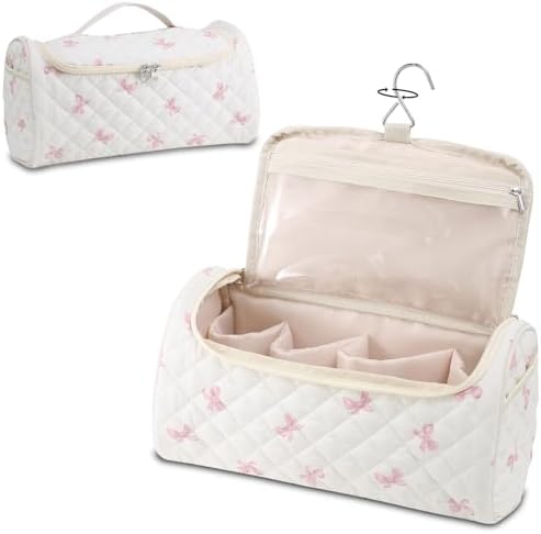 GISMTR Quilted Hair Tools Travel Case, Cotton Portable Storage Bag with Hanging Hook for Hair Curler Accessories, Cute Dustproof Travel Organizer by GISMTR