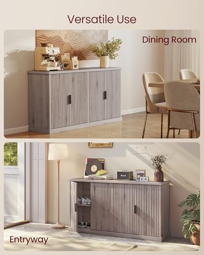 VASAGLE Contemporary Buffet Cabinet with Adjustable Shelves, Fluted Doors - Image 5