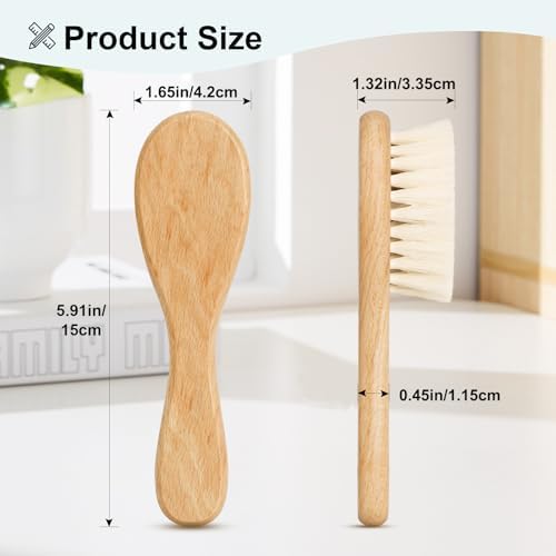 Baby Hair Brush and Comb Set for Newborns & Toddlers | Wooden Baby Brush Set with Soft Goat Bristles l Wood Comb l Red Cradle Cap Brush| Ideal for Cradle Cap (3 Piece) - Image 2