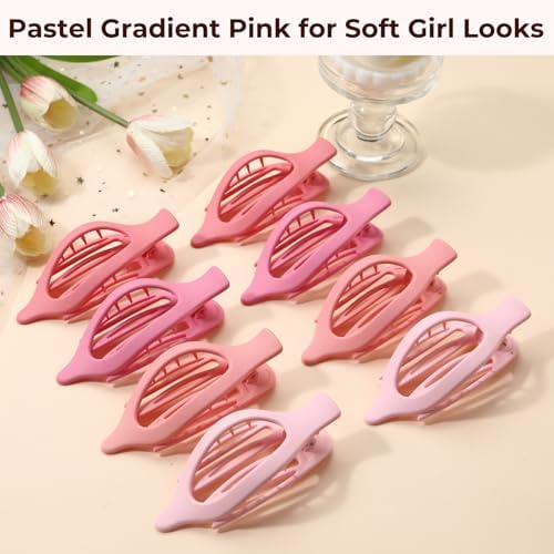 8 Pack Pastel Flat Hair Clips for Girls – Cute Matte Claw Clips in Pink, Blue, Green, Purple, Soft Color Aesthetic Hair Accessories, Non-Slip Barrettes Gift for Teen or Preppy Style - Image 5