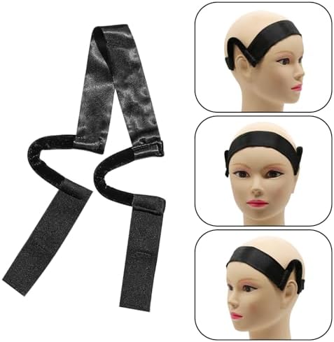 HINGTAI 2Pcs Black Glossy Satin New Material C-Shaped Painless Ear Wig, Soft Painless Wig Band with Ear Cut Outs Tools, Comfortable Earless Melting Band Supplies - Image 4