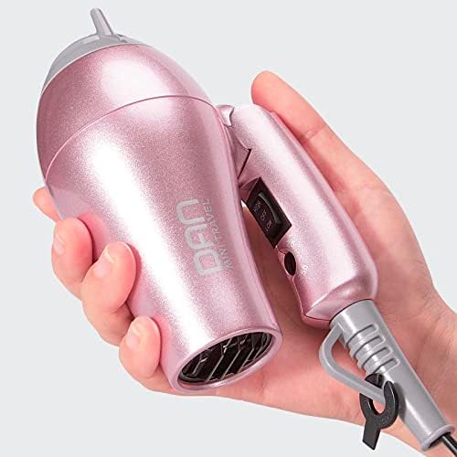 DAN Technology Travel Hair Dryer,Dual Voltage HairDryer,Mini Blow Dryer with Concentrator,Small Hair Dryer with Diffuser,European hairdryer with European Plug,Pink Blow Dryer for Women - Image 2