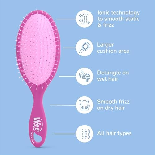 Wet Brush Frizz-Free Detangler Brush with Ionic Technology, Purple, Provides Frizz Control, Reduces Static, and Smooths All Hair Types, Best For Dry Hair, Made for Women, Men & Kids - Image 4