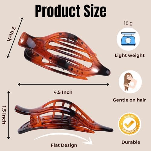 8 Pack Clear Flat Hair Clips – Matte Claw Clips for Women & Girls, Fresh Aesthetic Hair Accessories, Strong Hold No-Slip Barrettes for Summer & Everyday Styling - Image 2