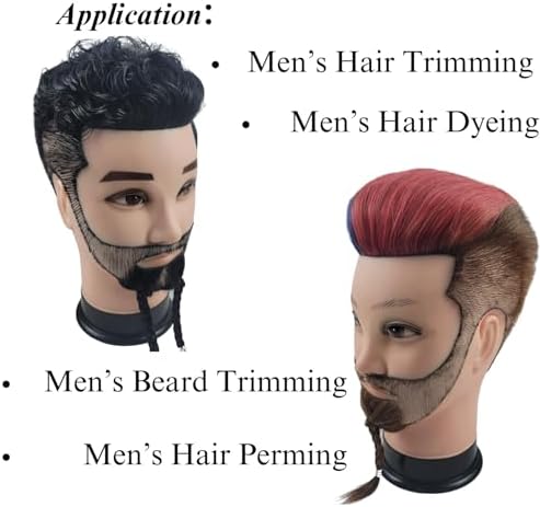 Barber Male Mannequin Head Human Hair with Beard - Image 3