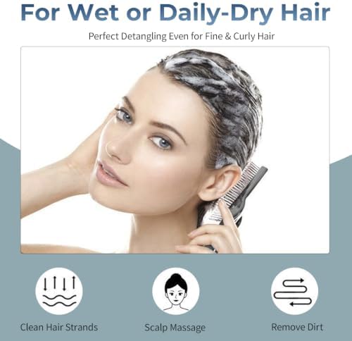 Hair Brush for Women Plating color for Thick Curly Thin Long Short Wet or Dry Hair Adds Shine and Makes Hair Smooth Detangling Brush Scalp Massage Styling Portabl(silver) - Image 6