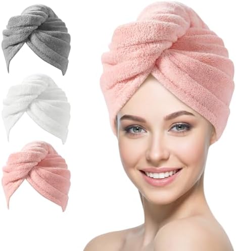 YFONG 3 Pack Microfiber Hair Towels Wrap for Women, Super Absorbent Drying by YFONG