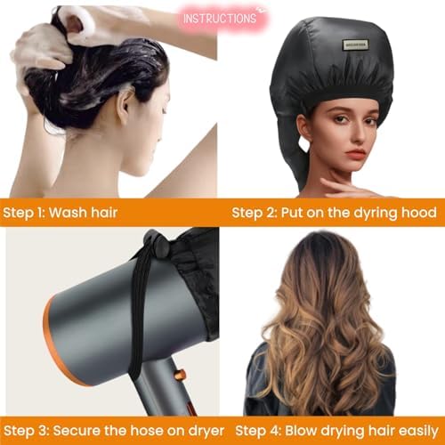 Hooded Drying Bonnet for Curly Hair,Upgraded Double Tubes Diffuser Cap,Even Heat Distribution,Hairstyling Dryer Cap for Women,Hooded Hair Dryer, - Image 7
