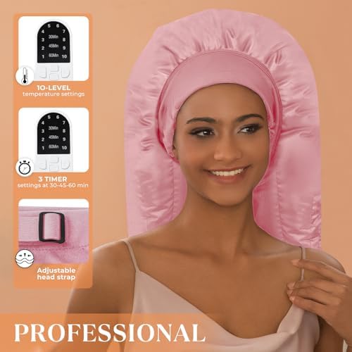 Heat Cap for Deep Conditioning, Hair Steamer for Natural Hair Home Use w/10-level Heats Up Quickly, Thermal Steam Cap for Home Hair Treatment - Image 3