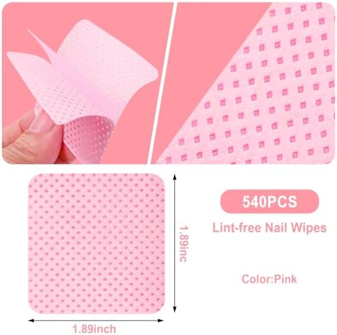 Lint Free Nail Wipes, 540PCS Nail Supplies Nail Polish Remover Wipes - Image 4