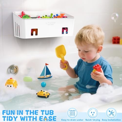 Bath Toy Storage 2 Packs, Large Bath Toy Holder - 3 Compartments, Quick-Dry - Image 4