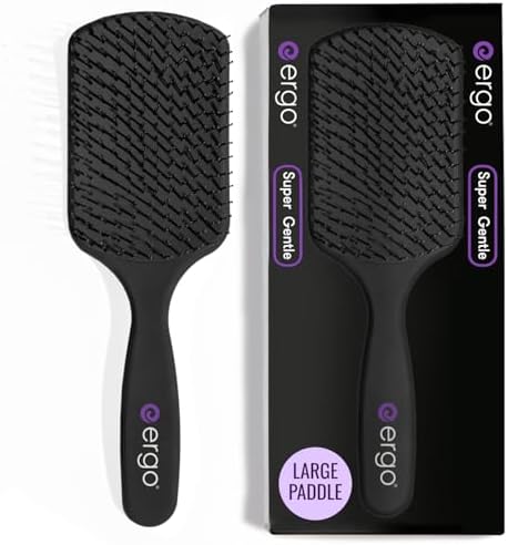 ERGO Super Gentle Large Paddle Brush for Blow Drying - Hair Brushes for Women with Thick or Thin Hair - Dual Hairbrush for Women - Detangler Hair Brush - Gently Detangles Curly or Wet Hair - ERG1000 by ergo