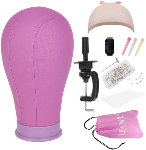Leeven Purple Canvas Head Durable Mannequin wig Head with Stand 22 Inch by Leeven
