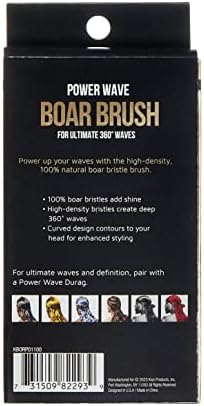 KISS COLORS & CARE 360° Power Wave Palm Brush - Medium Soft, Curved Handle, High-Density Boar Bristles for Deep Waves, Shed-Free Grip - Image 2