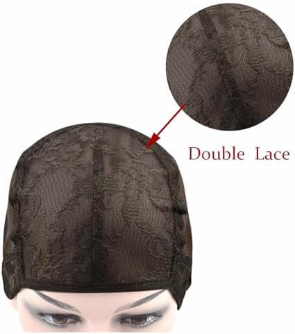 2 Pcs Double Lace Wig Caps with Adjustable Straps Swiss Lace Hairnet on the Back for Making Wig (Dark Brown XL) - Image 2
