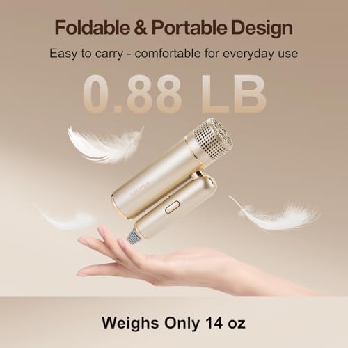 Travel Foldable Dual-Voltage Plasma High-Speed Hair Dryer in Gold - Image 4