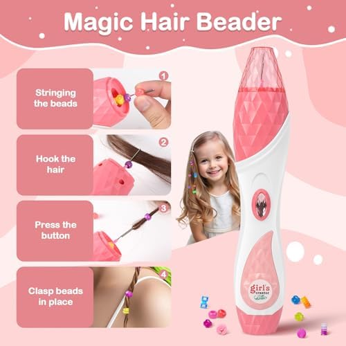 kidzkube Hair Braiding Machine – DIY Hair Salon Toys for Girls with Braider, Beads & Accessories, Kids Hair Styling Tool Toy Set for Girls 3 4 5-12 Years Old - Image 3