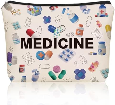 Medicine Makeup Bag Gifts: Colorful Medical Themed Cosmetic & Toiletry Organizer Pouch For Teen Girls & Women Doctor Nurse Healthcare.Ideal Gift For Travel, Birthdays, & Christmas. by Girllyempoweringeverywomen