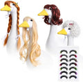 4Pcs Porch Goose Wigs Set Porch Goose Outfits Accessories for Outdoor Statue Accessories Garden Patio Yard Goosey Decoration (4PCS Wigs with False Lashes) by Unknown