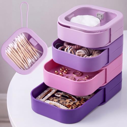 Kathfly 4 Pcs Hair Tie Organizer Travel, Stackable, Purple Range by Kathfly