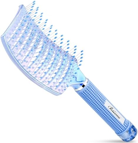 Hair Brush for Women with Hair Clips, Professional Curved Vent Brush for Faster Blow Drying & Detangling for Curly Thick Fine Wet or Dry Hair, Ideal Birthday, Mothers Day, Christmas Gift for Her by Bsisme
