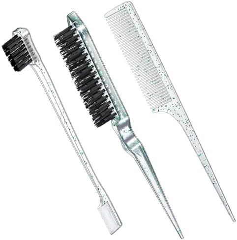 Geiserailie 3 Pcs Slick Back Hair Brush Set Bristle Brush, Clear Green by Geiserailie