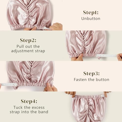 ZIMASILK 22 Momme 100% Pure Silk Bonnet for Sleeping, Pink-Fruit Line Art - Image 6